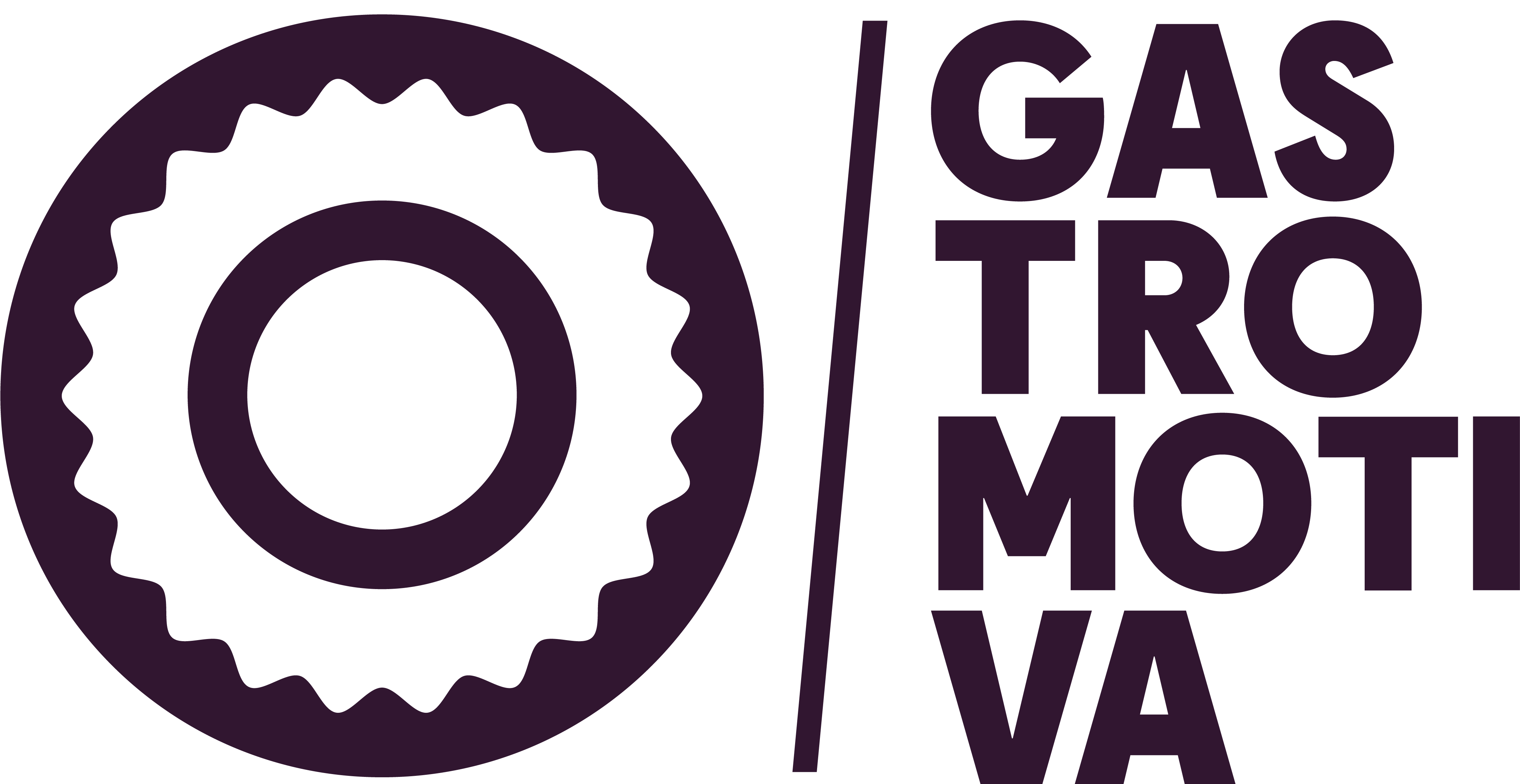 Logo roxa da Gastromotiva e o seu nome .