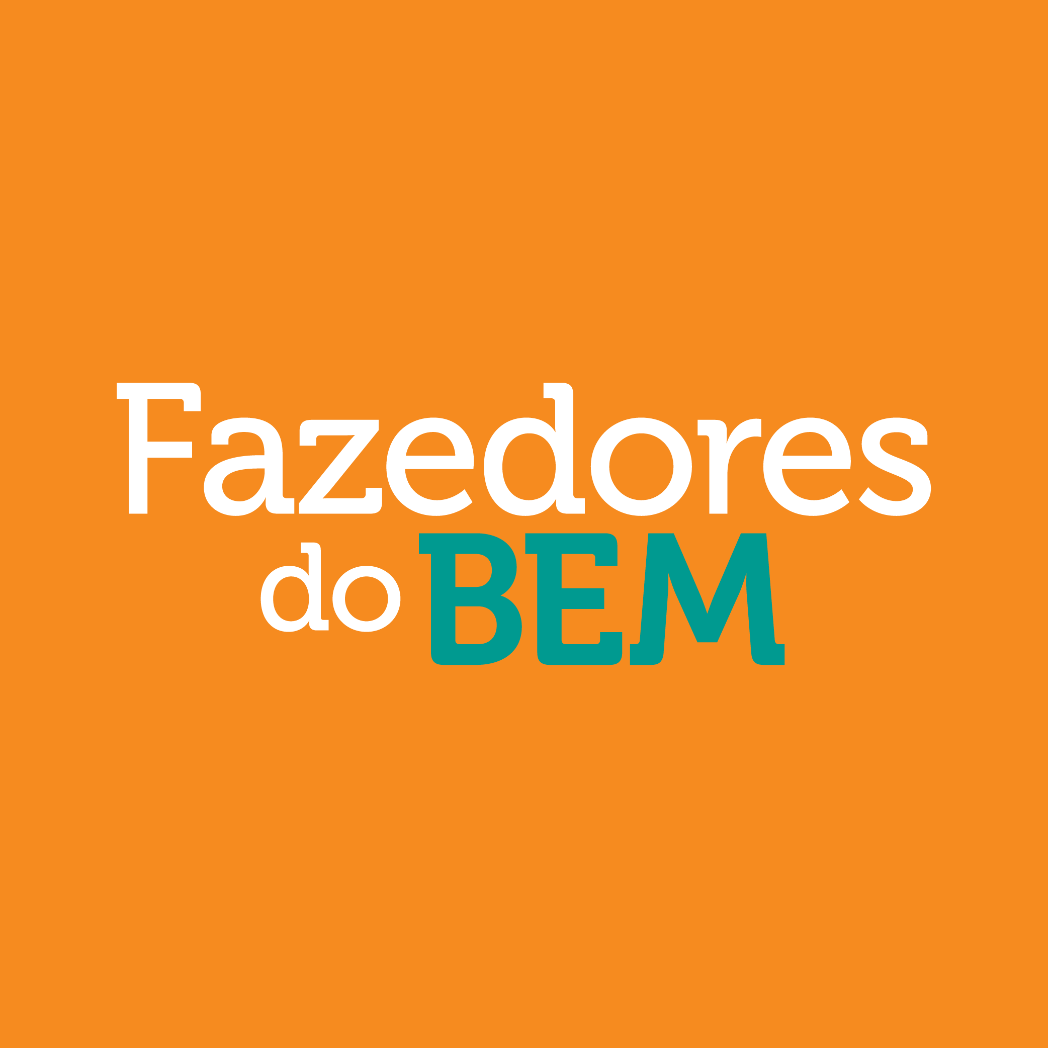 Fundo laranja escrito fazedores do bem